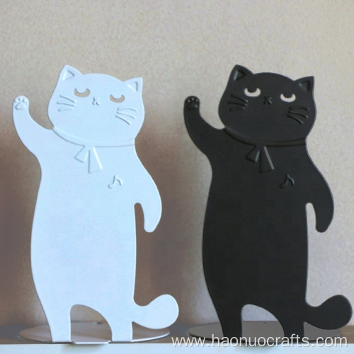 Black and white cartoon cat Creative metal bookstand